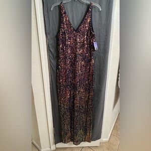 NWT Night Way Collections Navy multicolor Sequins Gown size 12